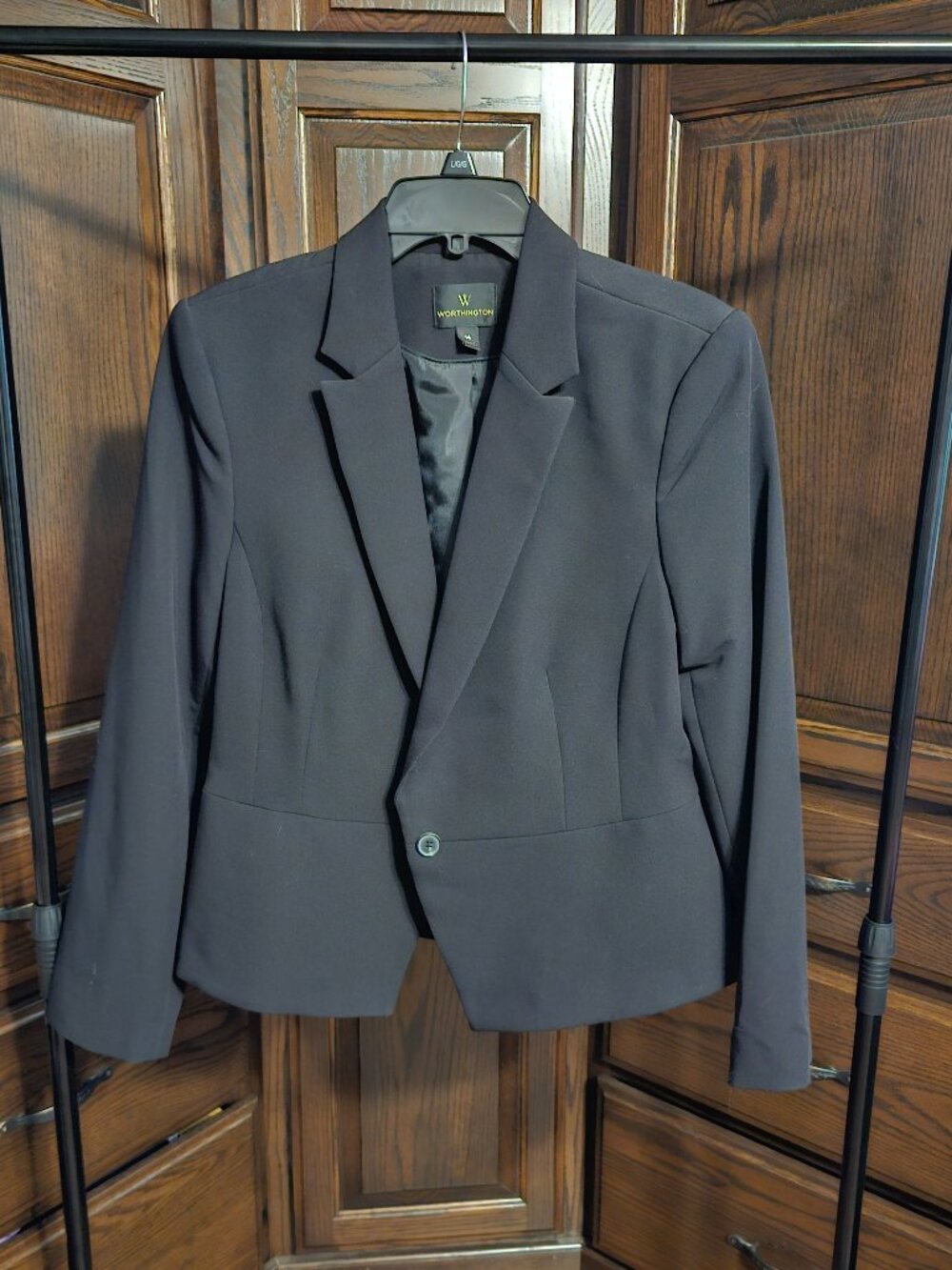 Worthington Black Blazer Womens 14 One Button Career Work Jacket